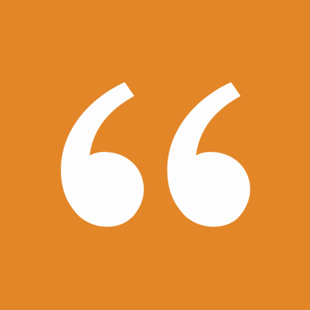 Quotation symbol with orange backdrop